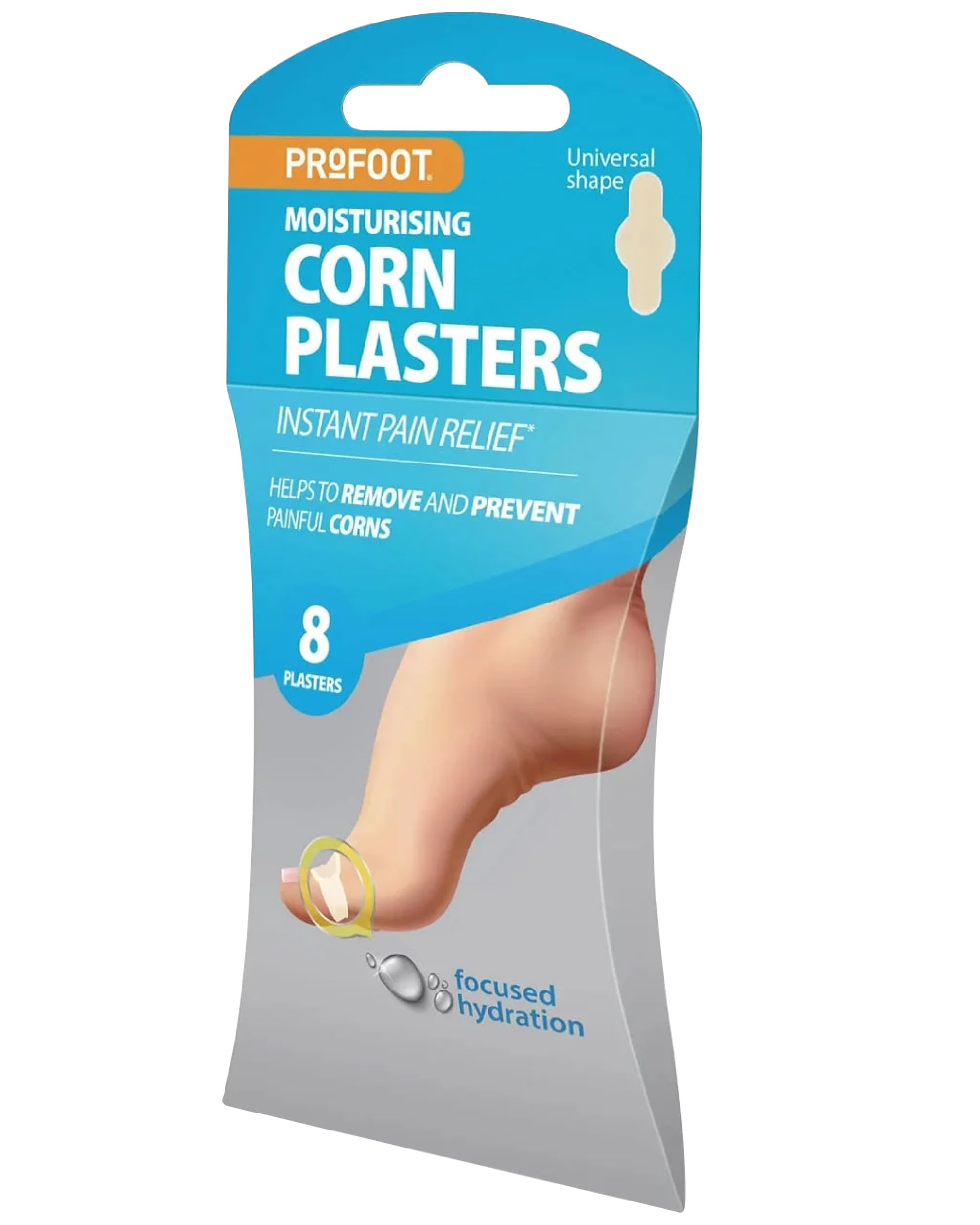 Profoot Moisturising Corn Plasters - Instant Pain Relief - Helps to Remove and Prevent Painful Corns - 8 Hydrocolloid Plasters