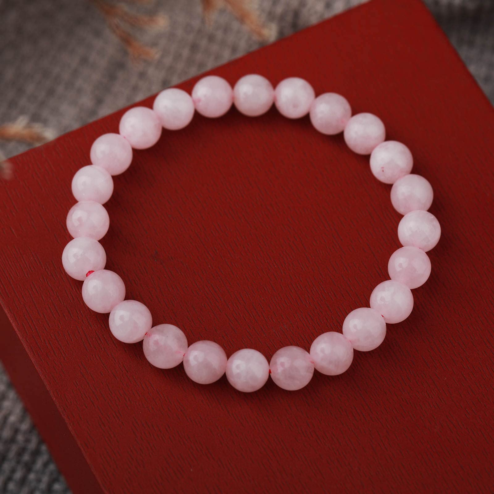 Bracelet extensible en cristal de quartz rose de 8 mm pour homme et femme