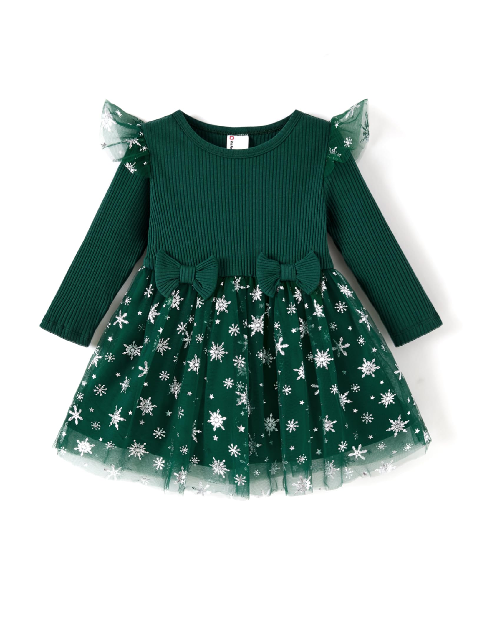 PATPAT Baby Girl Dress Christmas Winter Toddler Birthday Party Tulle Long Sleeve Tutu Dresses 3-24 Months Clothes