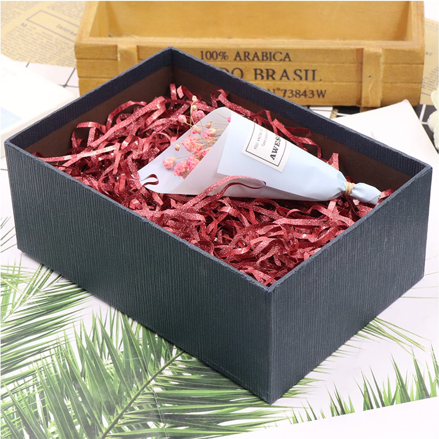 Lussuosa Scatola Regalo Carta Tessuto Morbida Triturata Cesto - Foto 6