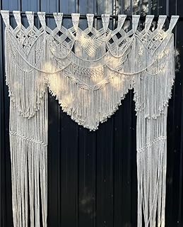 Bohemian Macrame Wedding Backdrop, Handmade Cotton Ceremony Backdrop, Un...