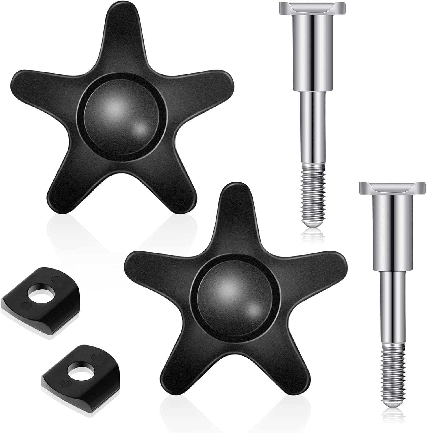 Replacement Arm Adjustment Knobs for Rollators Walker Replacement Parts Guardian Walker Parts M6 Track Bolt Set T Bolt with Black Threaded Star Knobs and Washers for Rolling Walkers (2) : Health & Household