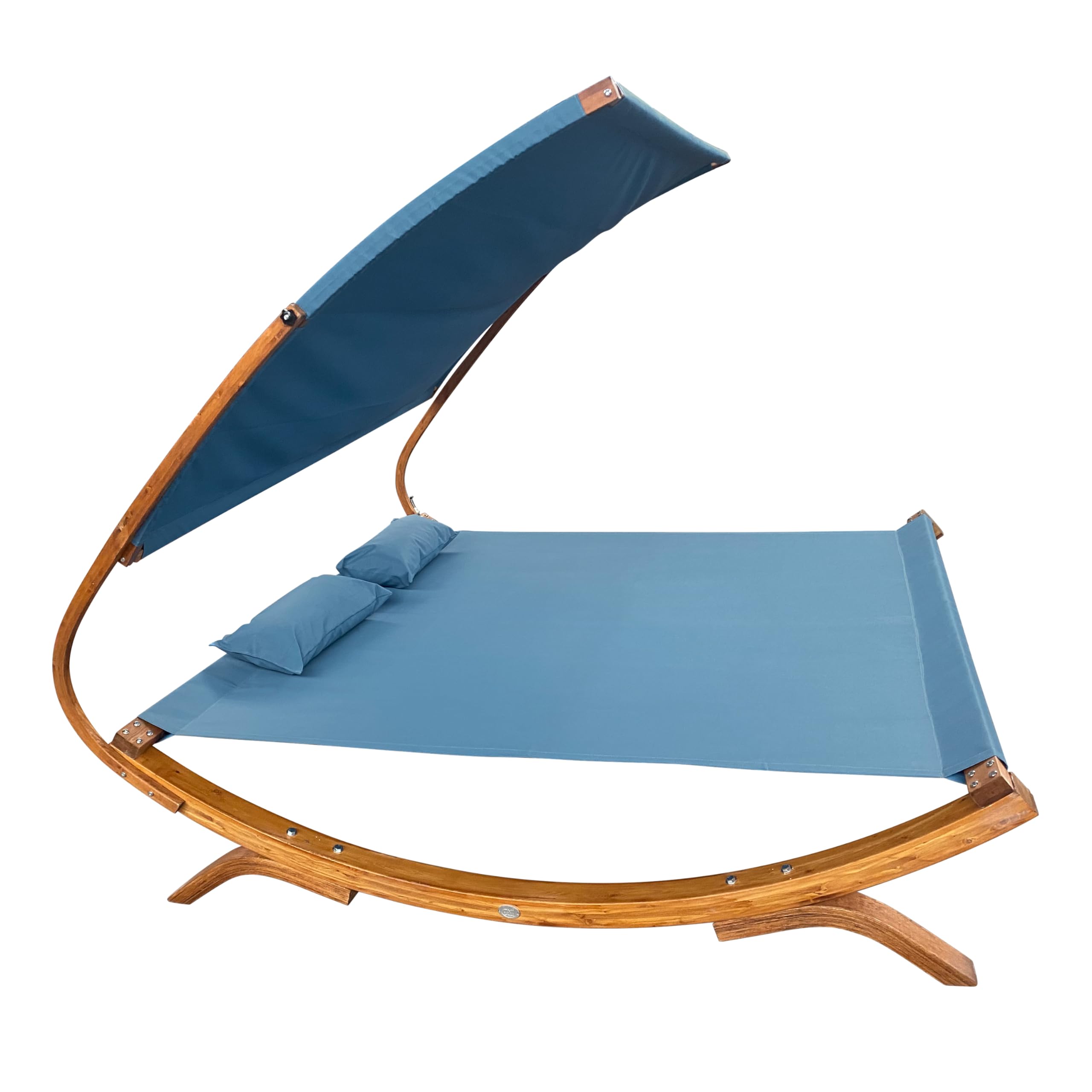 AXI Mallorca Chaise Longue de Jardin en Bois pour 2 Personnes | Lit de Jardin XXL avec Toit Solaire pour l'extérieur | Bain de Soleil Double en Bleu