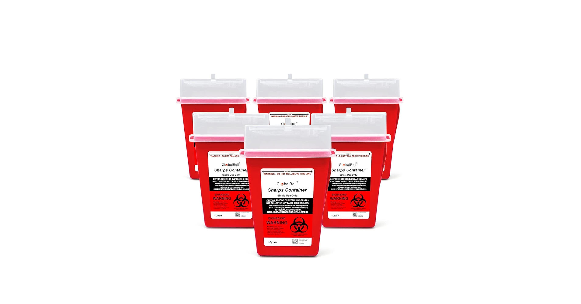 Amazon.com: GlobalRoll Sharps Container 1 Quart, 6 Pack Biohazard