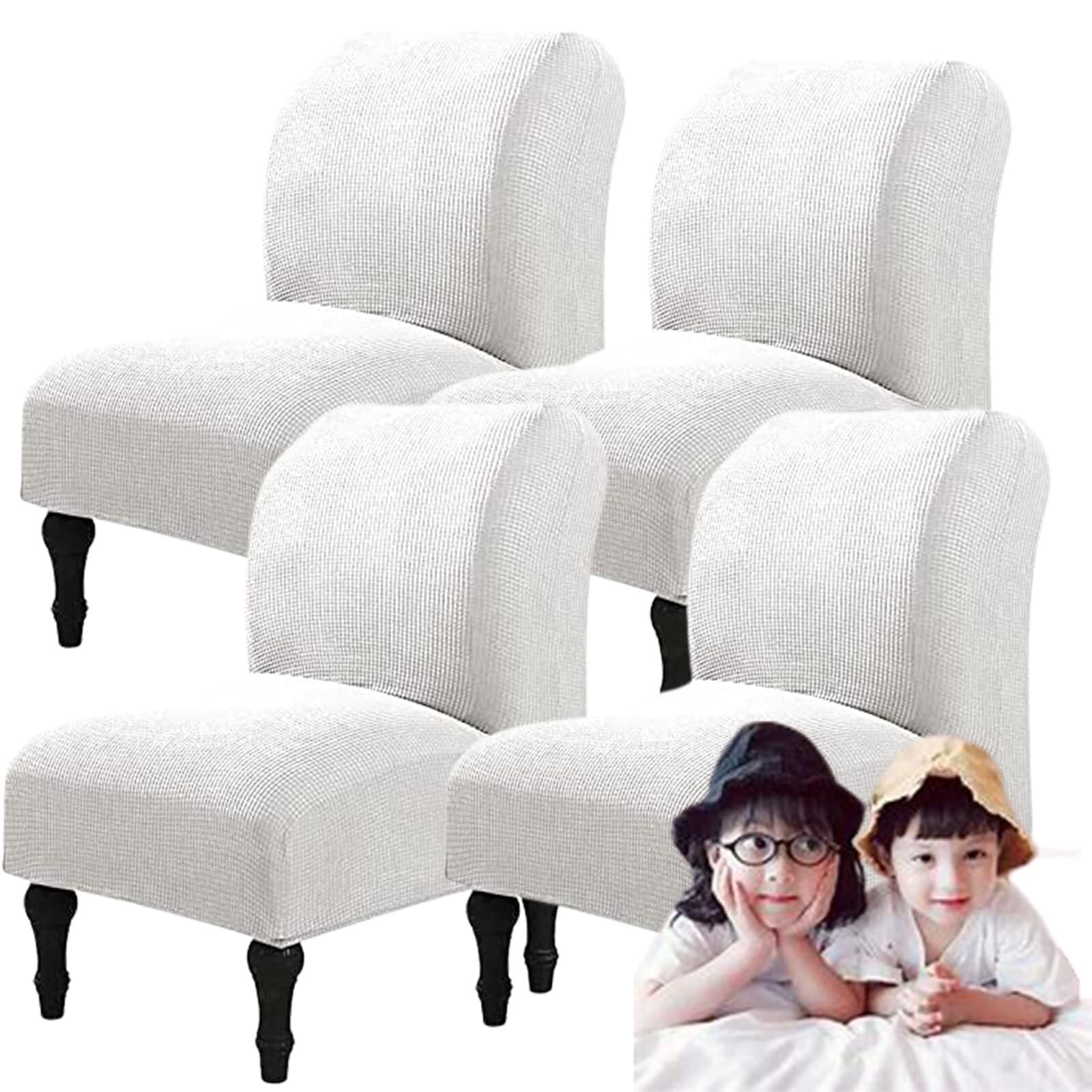 NMVAWIPT Armless Accent Chair Covers, Polyester+Spandex Stretch Slipcover, Removable Furniture Protector, For Home Hotel(54#,4pcs)