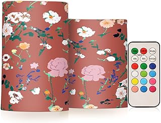 Kigai Flameless Candles, Romantic Summer Floral Flickering Flameless Candle Set of 2, LED Candles Battery Operated with 18-Key Remote for Wedding, Festival, Home Decor