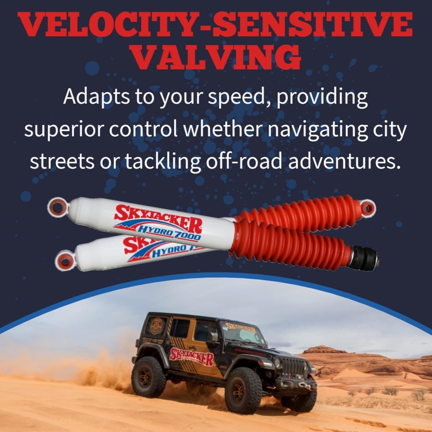 Skyjacker Set of Hydro 7000 Series Front & Rear Hydraulic Action Shocks fits 2005-2016 F250 F350 Super Duty 4WD with 0-3” Lift | Durable Construction | Velocity-Sensitive Valving