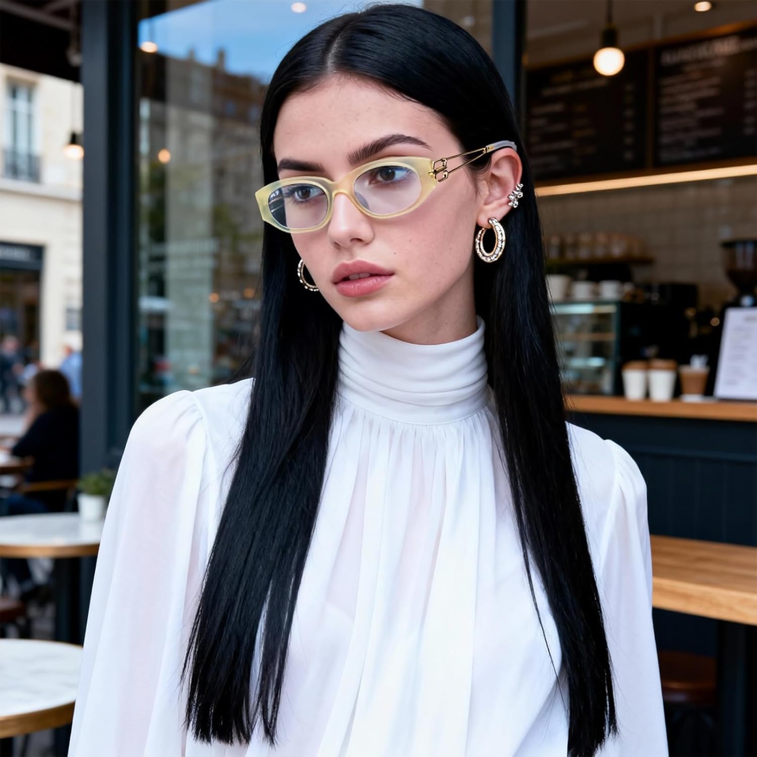 Y2k Sunglasses for Women and Men, Retro Narrow Cat Eye Sunnies Night Petal - Image 2