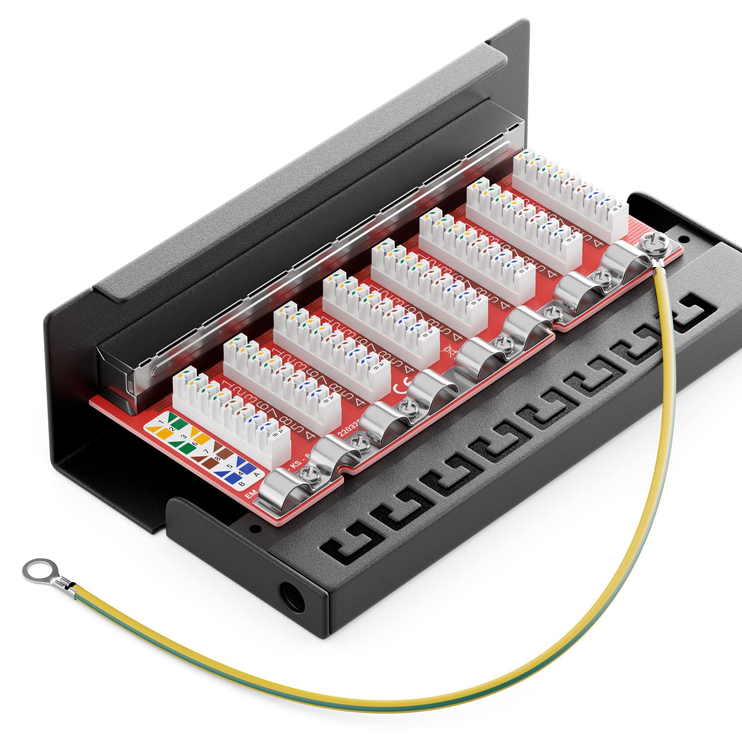 deleyCON CAT 6a Panneau de Brassage Panneau de Distribution 8 Ports 1 UH Desktop & Mural Blindé 8x Prise RJ45 LAN Câble D'installation Réseau TIA568A TIA568B RAL 9005 Noir