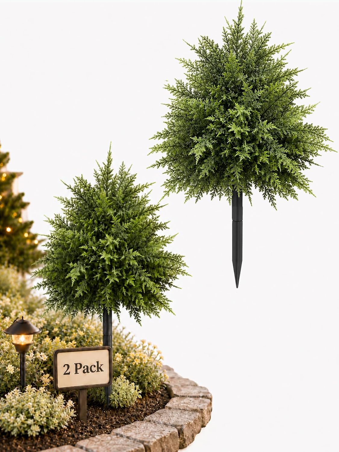 2 Pack Poinsettia Flowers Artificial, 22.83-Inch Christmas Flower Stakes