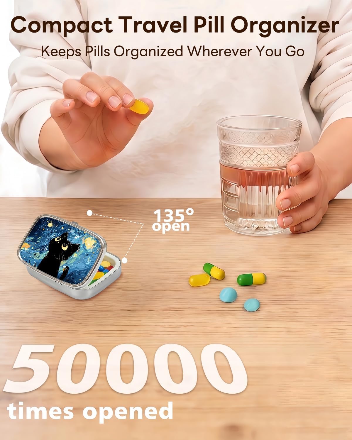 LRITER Pill Case, Portable Small Travel Pill Organizer for Purse and Pocket image 3