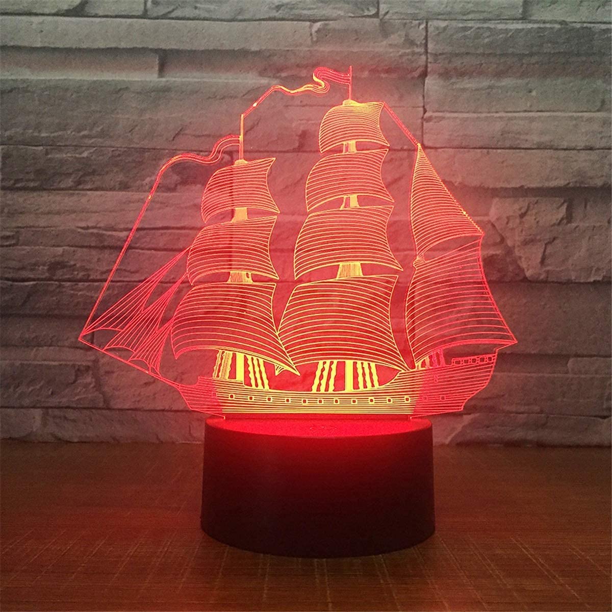 Nastrojowe światło 3D, łódź żaglowa, 7 kolorów, przełącznik dotykowy, USB, lampa stołowa LED, lampa biurkowa, prezent na imprezę, prezent urodzinowy