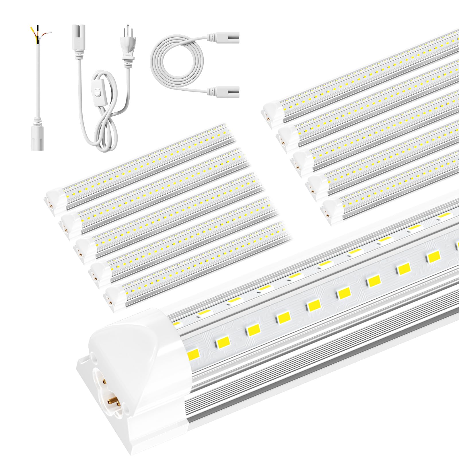 Photo 1 of ONLYLUX 8ft LED Shop Light - 90W 12000lm 5000K, 8 Foot LED Shop Light Fixture, V Shape Bulbs for Garage, Workshop, Warehouse, Plug and Play, Energy Efficient (10 Pack)