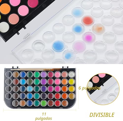 Miniatura 4 de Artecho Juego de pastel de acuarela de 48 colores con 3 pinceles, lavable, diseño de viaje, perfecto para hacer tarjetas, ilustraciones, pintura,