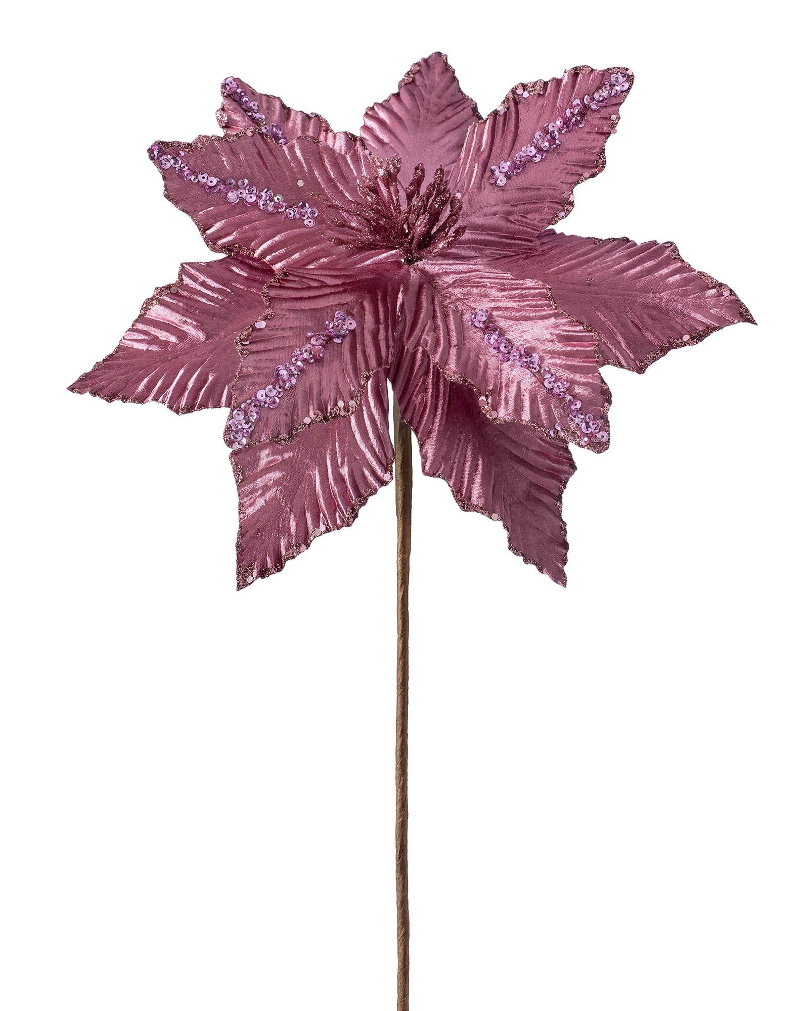 WeRChristmas Artificial Poinsettia Christmas Tree Flower Decoration, Dark Pink, 28 cm
