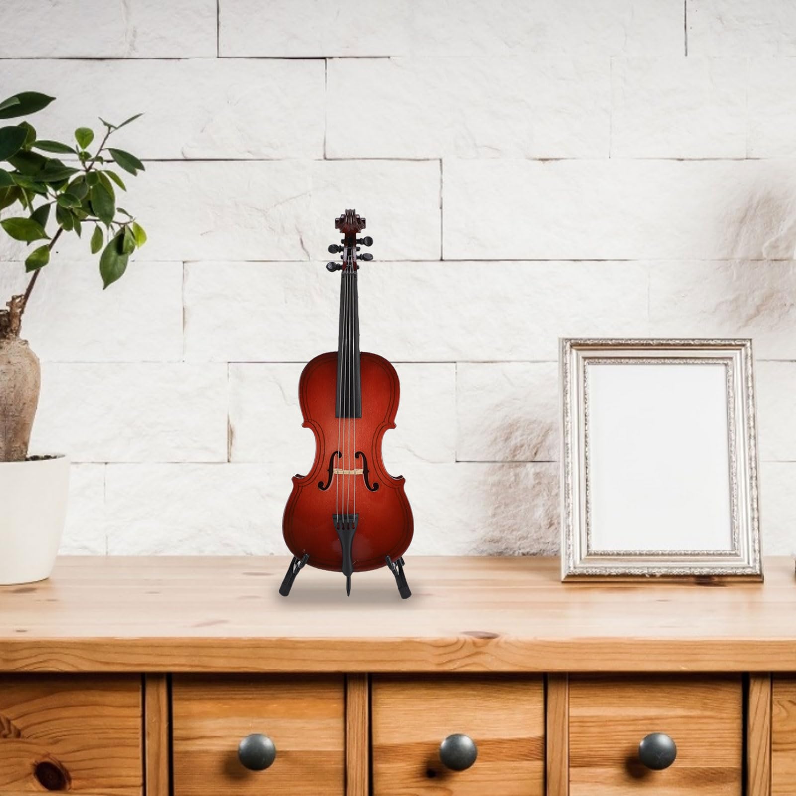 drewniany miniaturowy model wiolonczeli, model repliki instrumentu muzycznego z stojakiem bok case do lalki