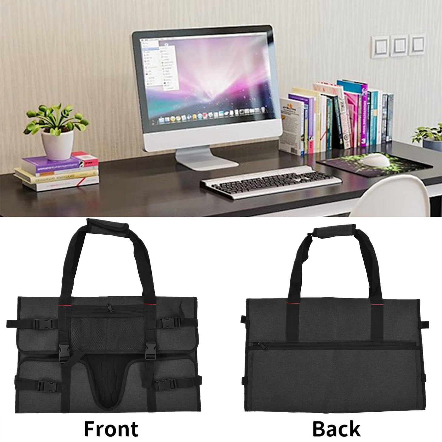 Funda de transporte para monitor de 24 pulgadas LCD, bolsa de almacenamiento protectora, portátil, Black