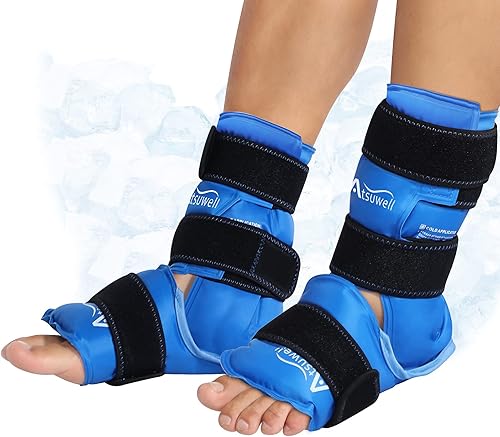 Miniatura 1 de Atsuwell Paquetes de hielo de tobillo para lesiones, paquete frío de gel reutilizable para aliviar el dolor de pies, fascitis plantar, recuperación