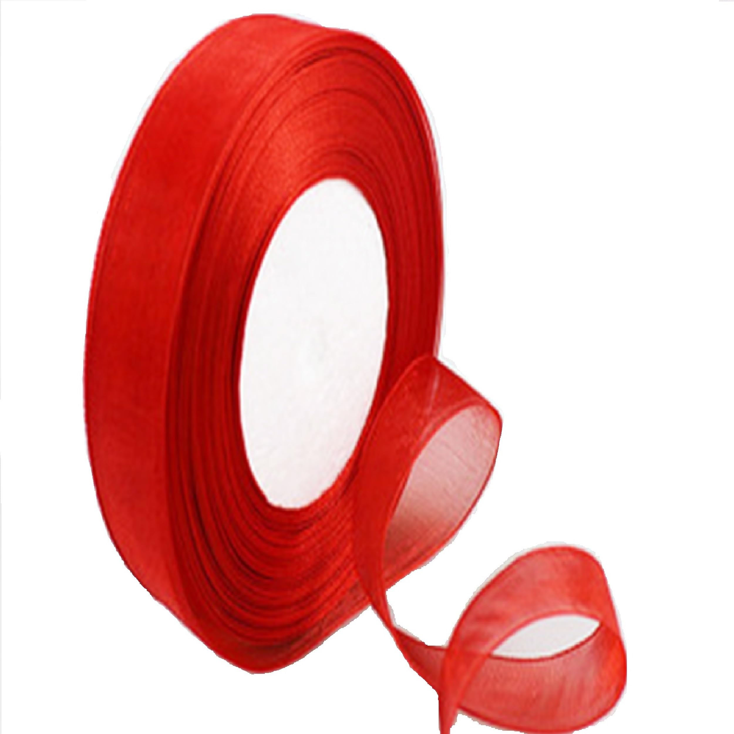 1 x 50 Yards of Red Organza Ribbon 10mm Gift Wrap Ribbon, Ribbons for Gift Wrapping, Christmas Ribbon, Gift Wrapping Ribbon for Crafting, Wedding Party Decor
