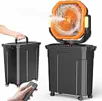 Ausic 20L 12Inch Portable Bucket Misting Fan, 30000mAh Oscillating Outdoor Fa
