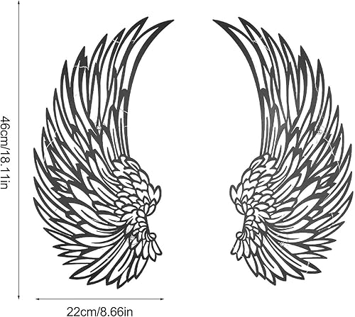 Miniatura 7 de VELLOW Adorno de alas de ángel, 1 par de decoración de alas de ángel de metal, alas de ángel, decoración de pared con luces LED, esculturas de