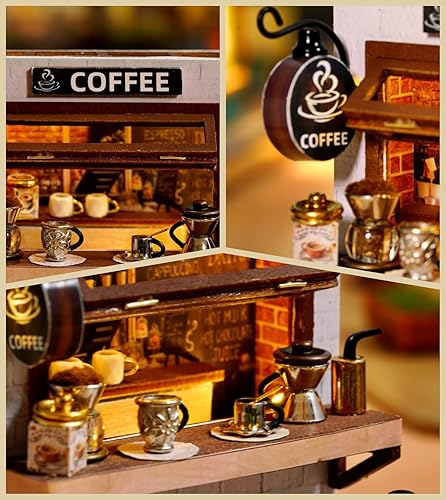Miniatura 4 de Flever Kit de casa de muñecas en miniatura, habitación creativa con muebles para regalo romántico de San Valentín (hora del café)