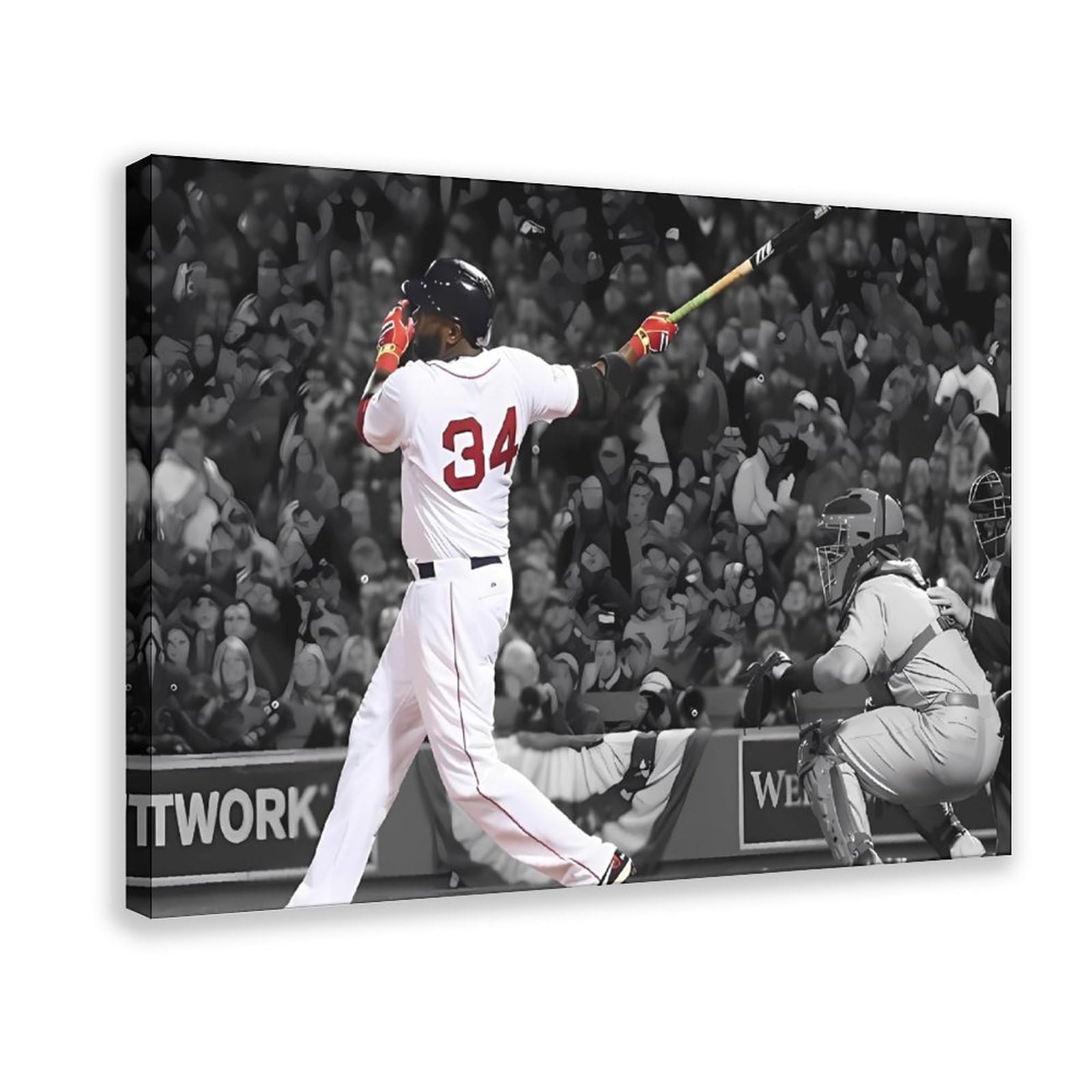 Baseball Poster David Ortiz Canvas Poster Bedroom Decor Sports Landscape Office Room Decor Gift Frame: Frame:16x24inch(40x60cm)