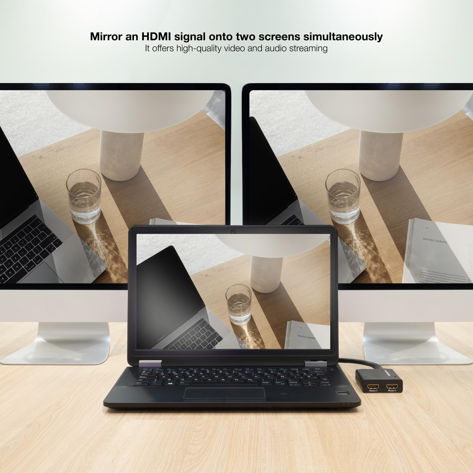 NANOCABLE 10.25.3502 - Splitter 1x1 ad Alta Velocità HDMI V1.3 con Treccia, con Cavo di Alimentazione e 50 cm