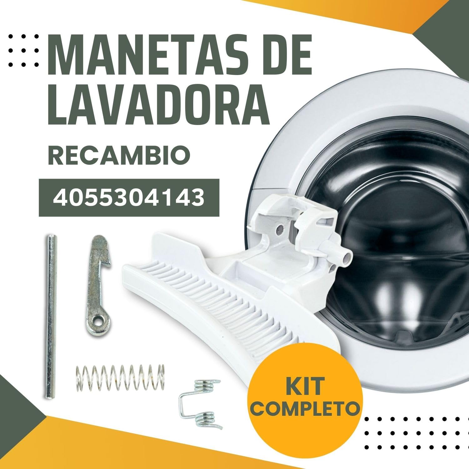 FRAYPA Maneta Lavadora Zanussi - Código 4055304143 - Repuesto De Maneta Para Puerta Lavadora Zanussi - Compatible Con Modelos ZWF71240W, ZWF61400W, ZWF71453BW, ZWF8220WWE — view 2