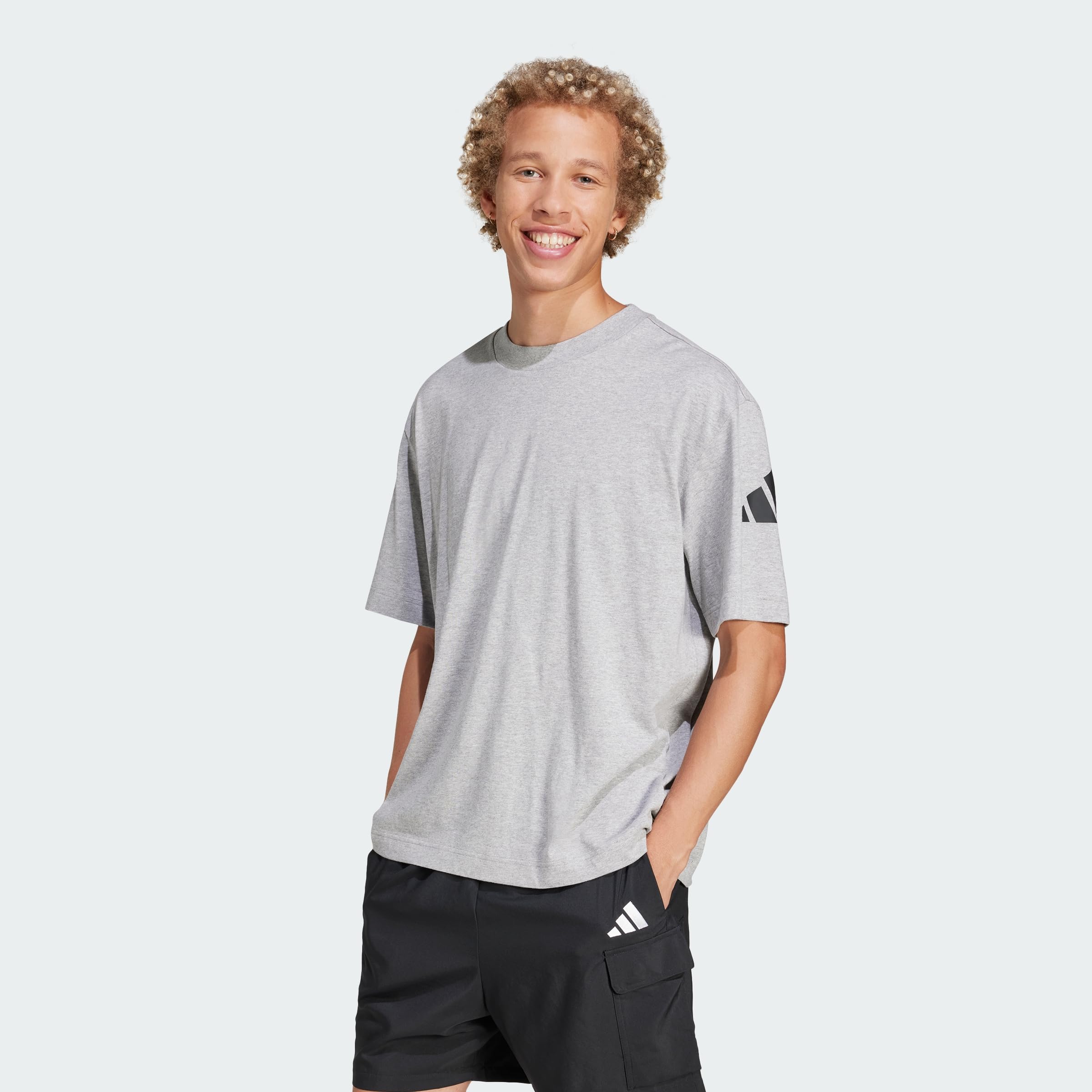 Adidas Men Essentials Loose Fit 3 Bar Logo Tee White
