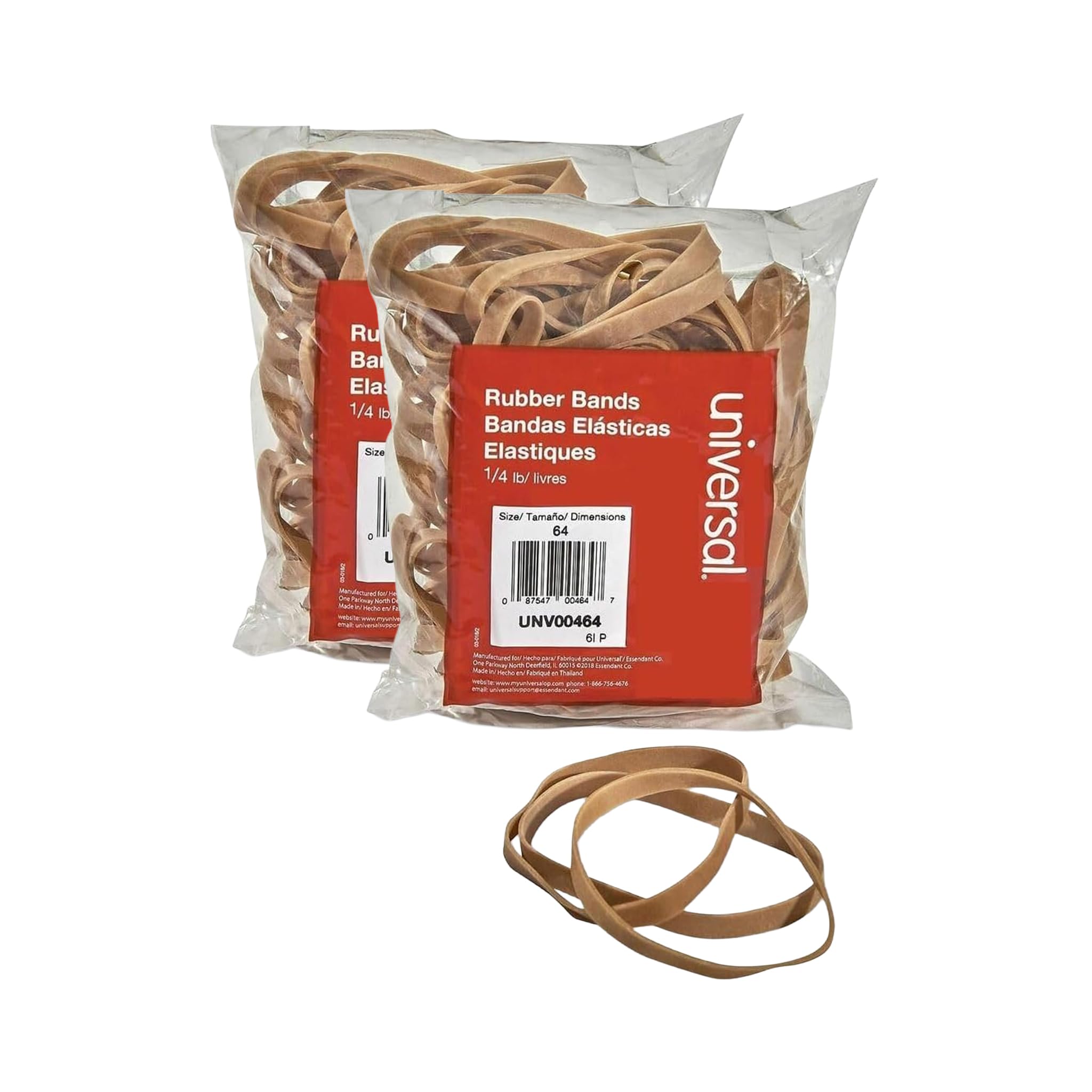 Rubber Bands, Size 64, 0.04" Gauge, Beige, 4 oz Box, 80 Count (Pack of 2)