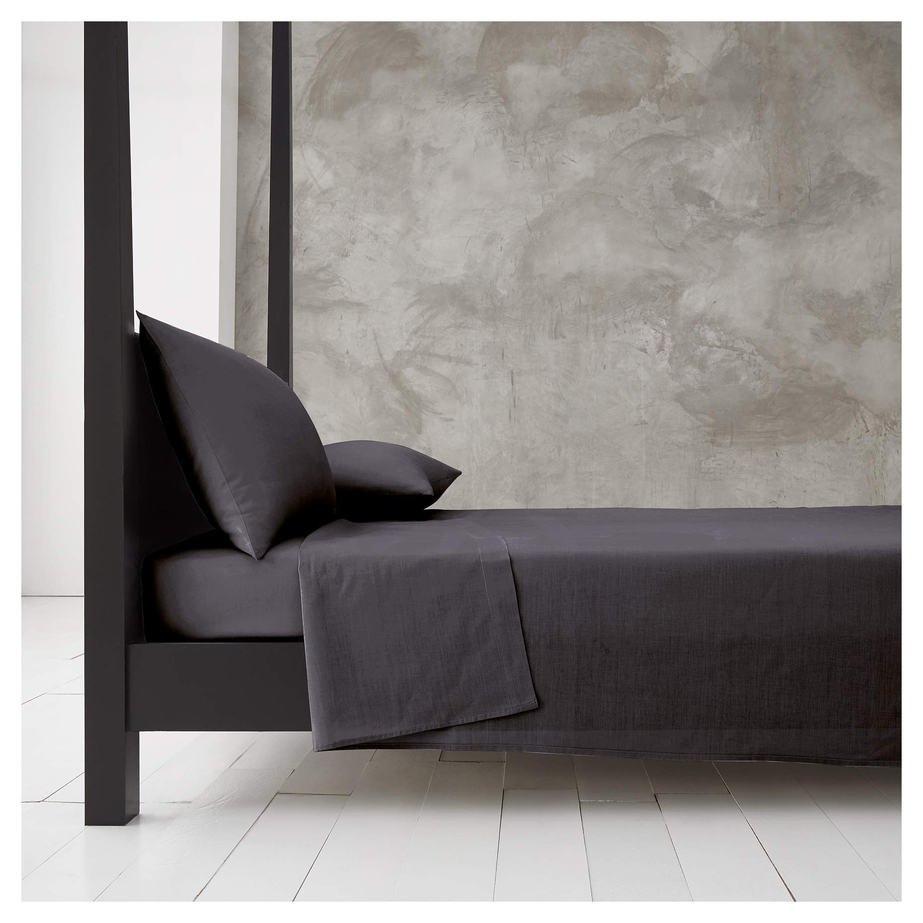 Gc Gaveno Cavailia Charcoal Flat Sheet, Polyester-Cotton, Super King