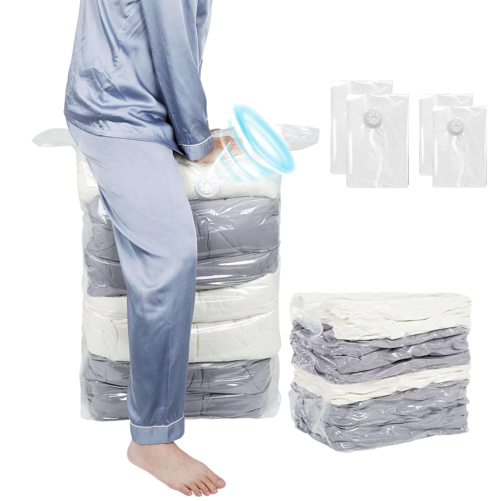 3 Sacchetti Sottovuoto Per Vestiti AiQInu - 60x80 Cm, Riutilizzabili, Per Piumoni, Coperte E Abiti - Foto 2