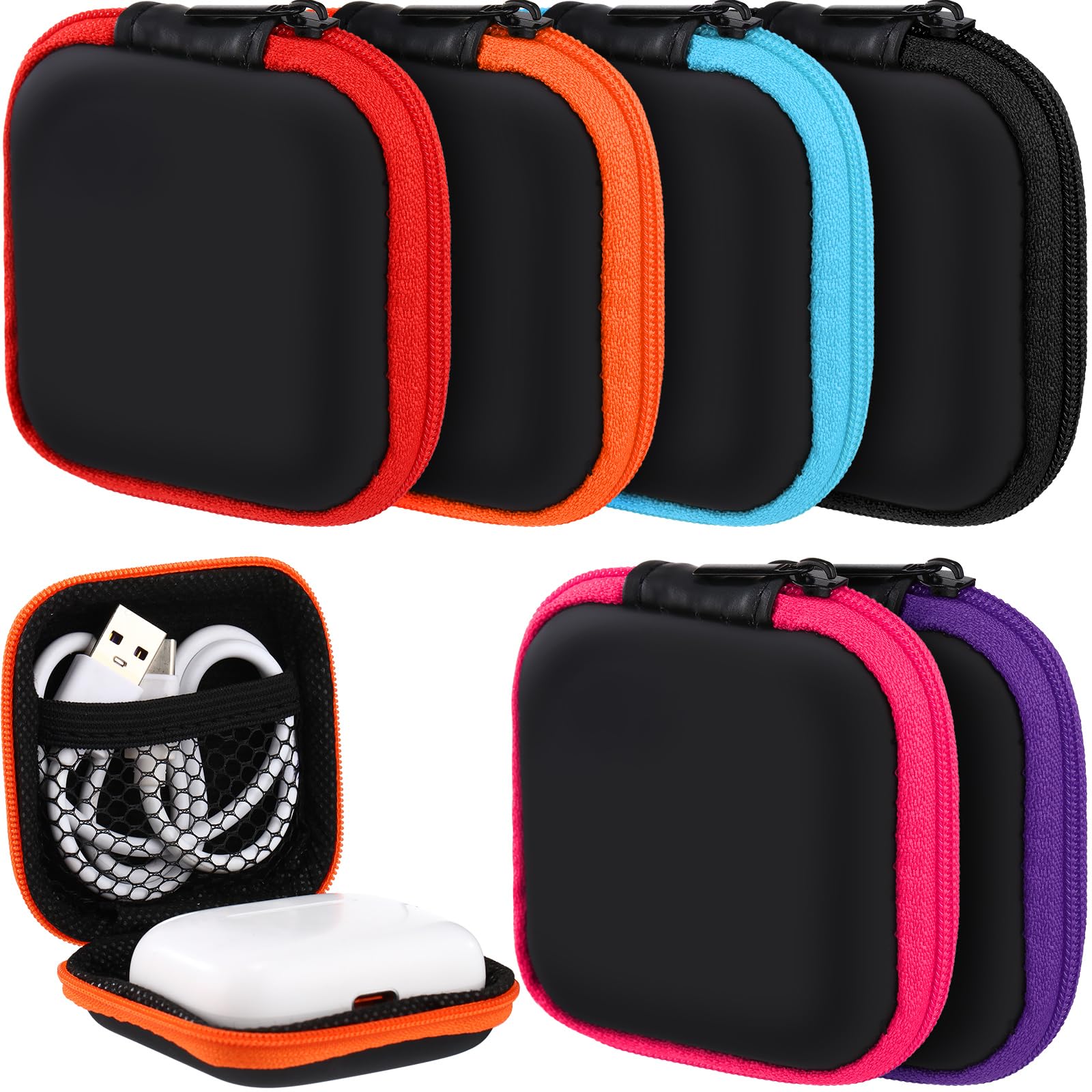Sweetude 30 Sets Portable Earbud Case Pouch for USB-c Wired Ear Buds Square EVA Earphone Holder Pocket Earphone Cell Phone Accessories Memory Card