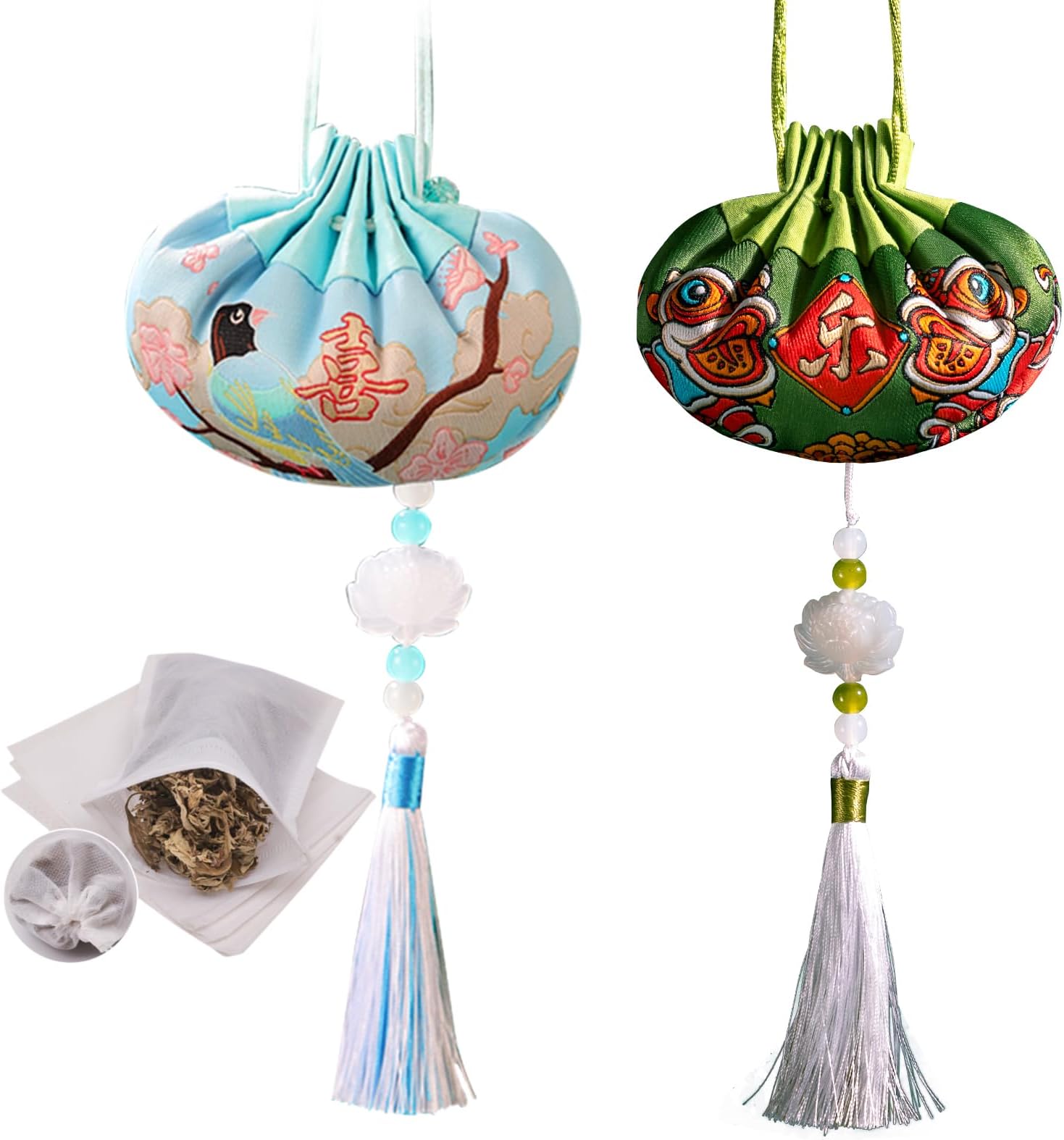 Chinese Mugwort Leaf Sachet and Closets Fresh Scents, Set of 2, Home Fragrance Sachet for Wardrobes Closets