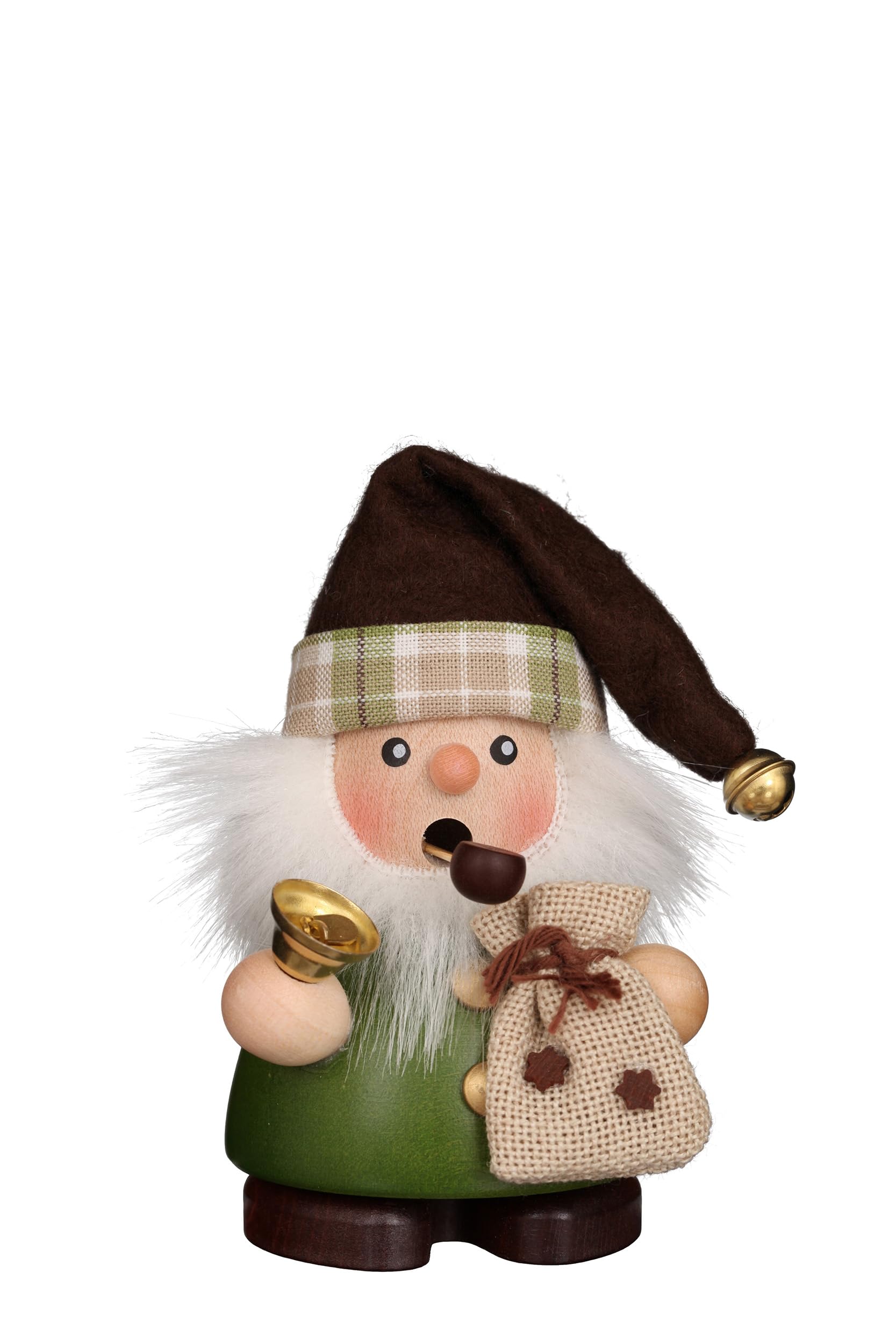 Christian Ulbricht Fumeur Vert Père Noël figurine bois 4,1