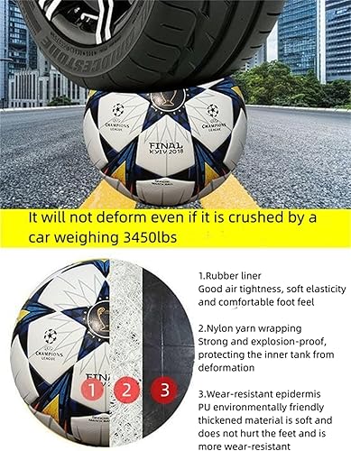 Miniatura 5 de Balón de fútbol de la liga, tamaño 5 y tamaño 4, térmicamente unido con costuras sin costuras, peso oficial de partido, piel sintética profesional