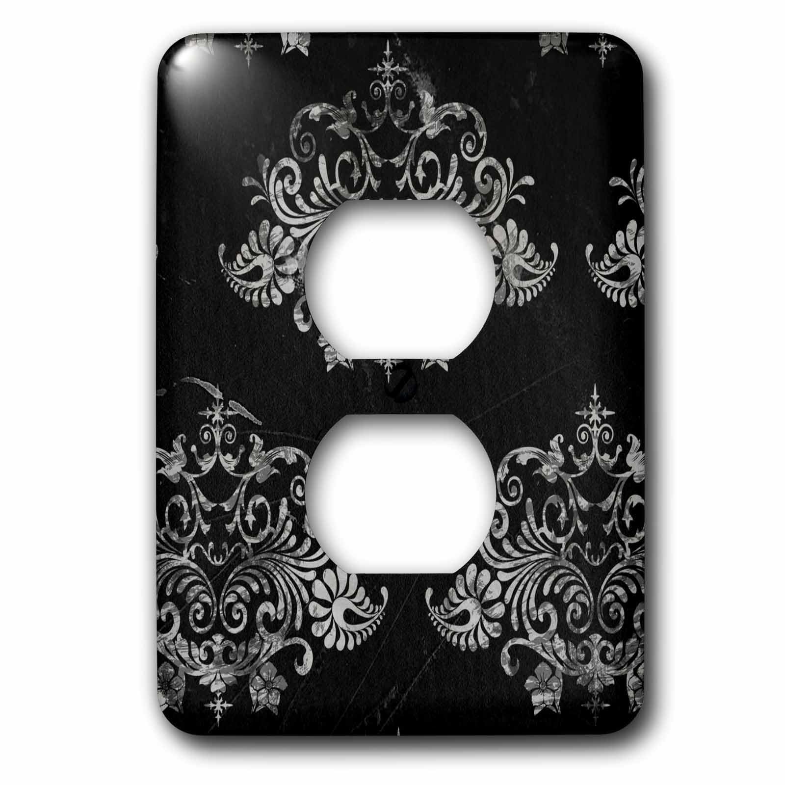 Coque 2 plug outlet noir vieilli damas 3drose lsp 48541 6 pour prise