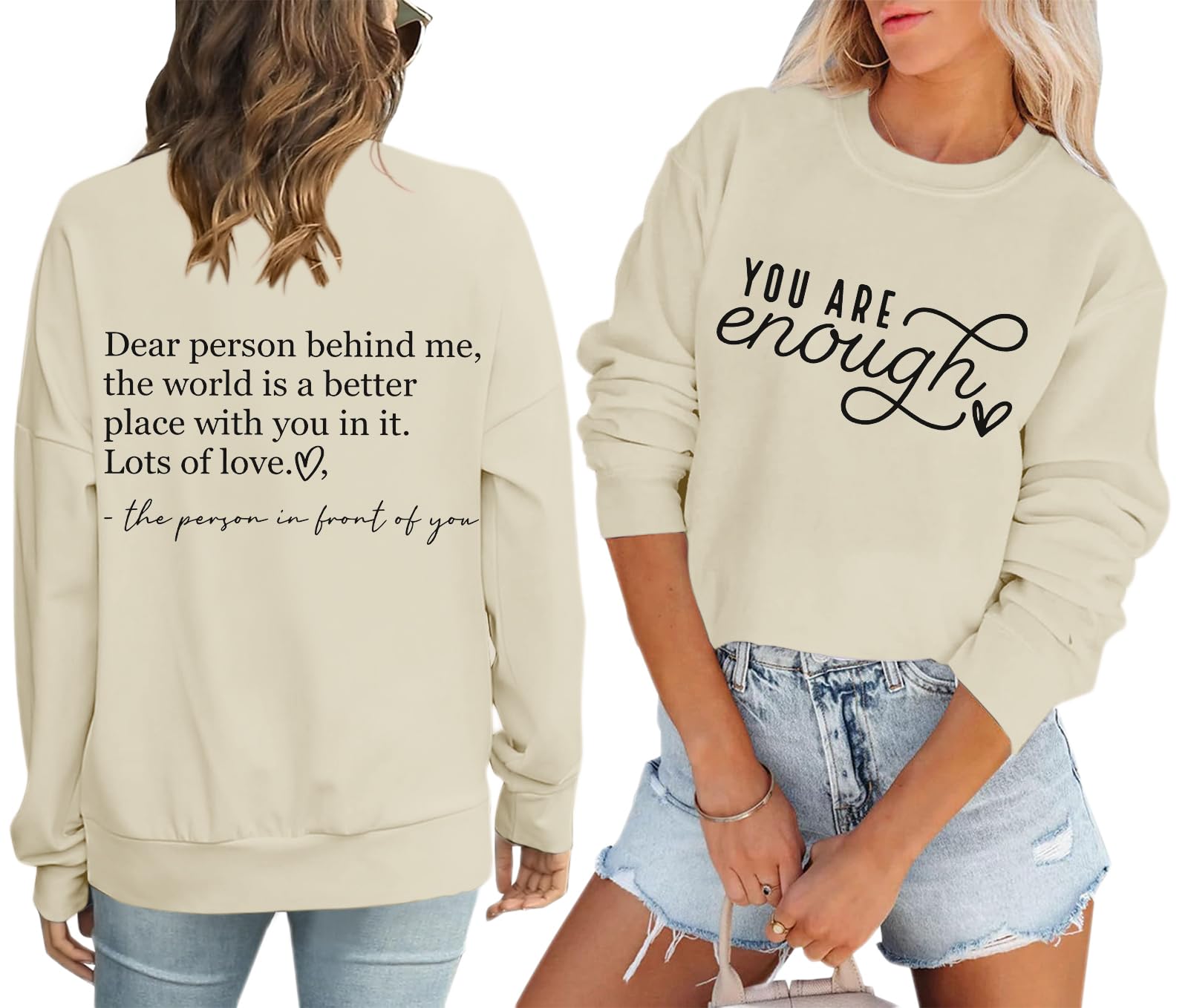 Sulayesh You Are Enough Sweatshirts for Women Dear Person Behind Me Hoodie Mental Health Inspirational Shirts Pullover Tops