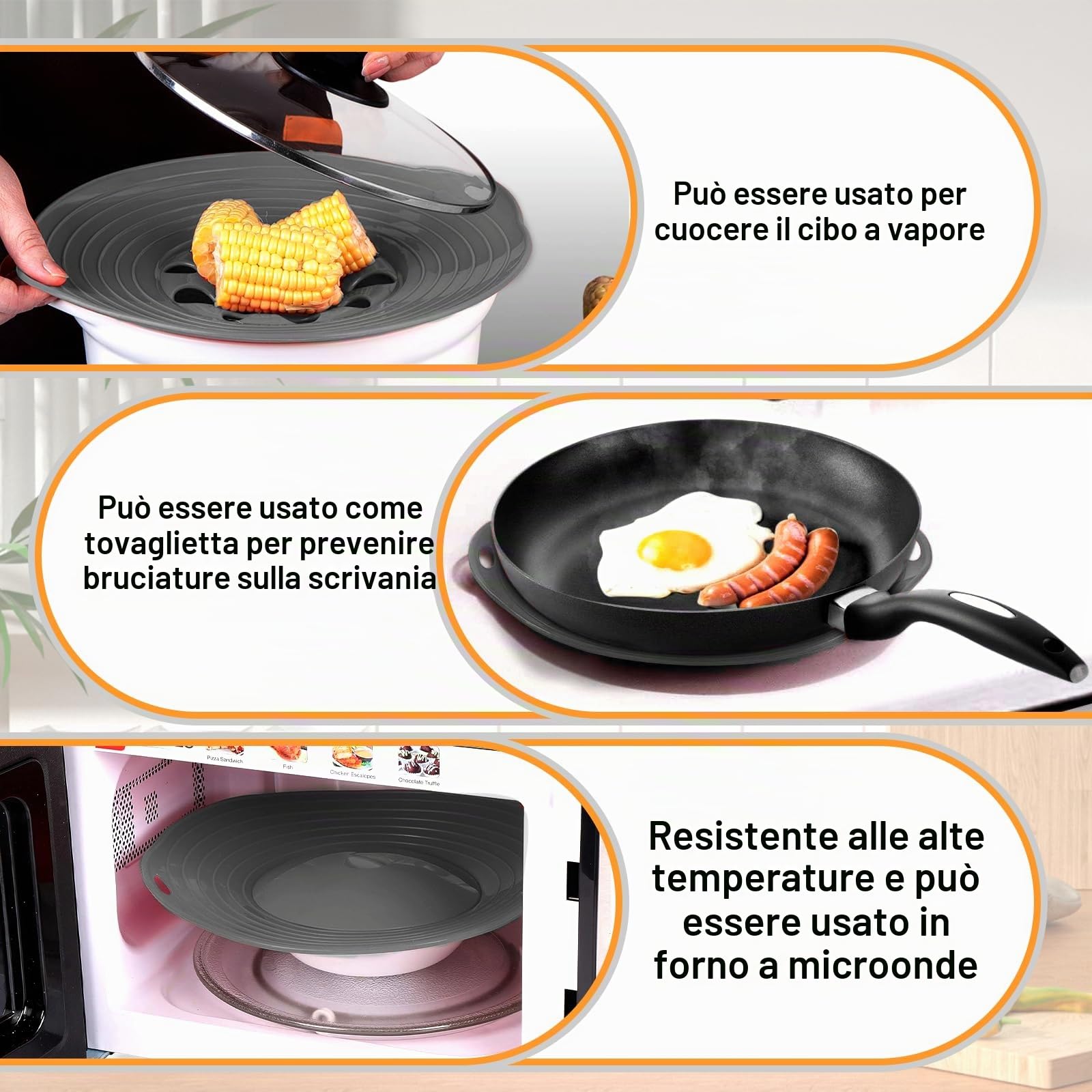 Paraschizzi In Silicone - Coperchio Estensibile Alimentare Universale per Cucina Anti Trabocco, Protezione Dal Traboccamento Culinario, 29 cm
