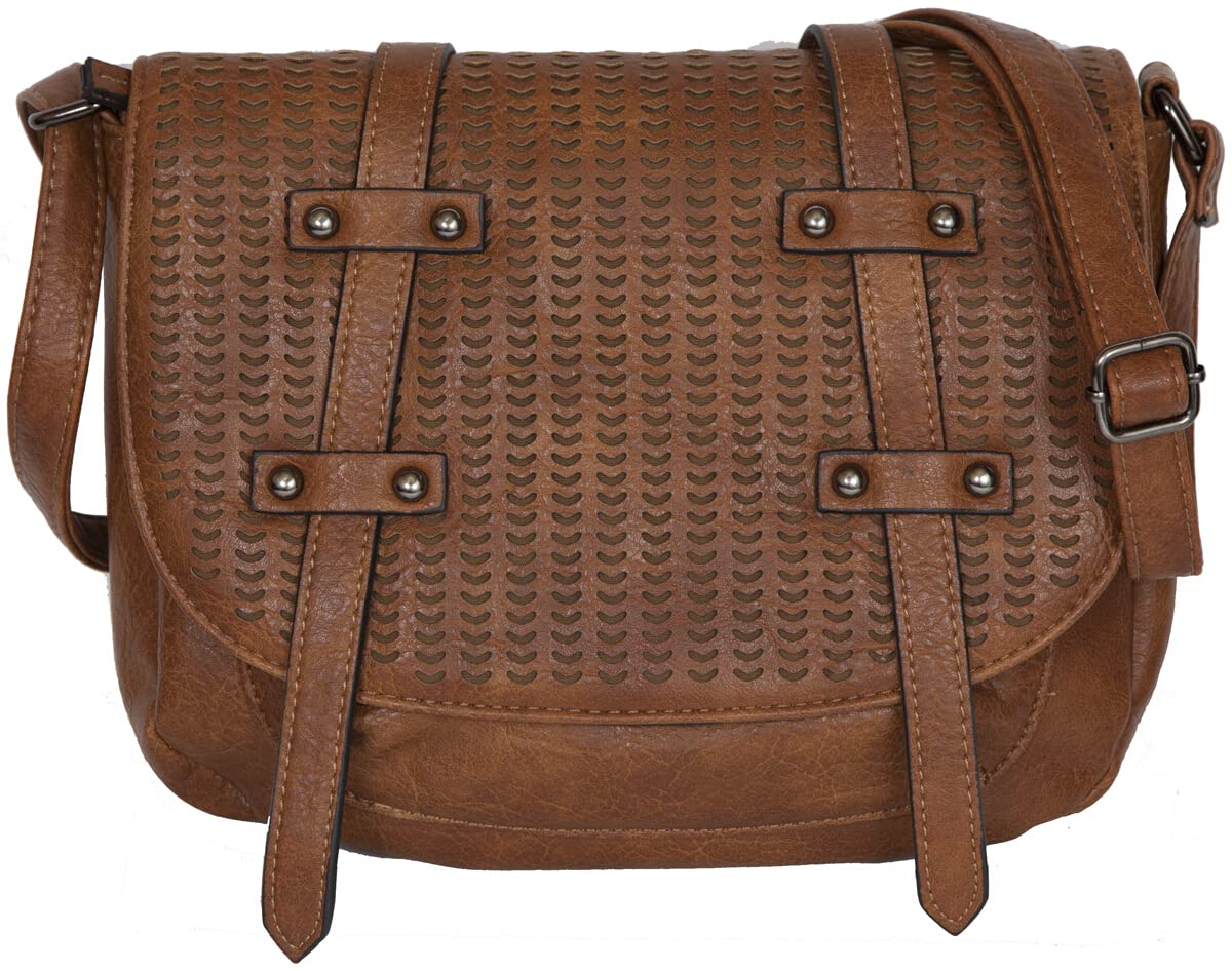 Bolso de mujer con correa de piel sintética y piel sintética, bolso de mano para mujer, bolso de mano, hombro 'Arian' ANCIEN PRIX 54,00 euros, marrón claro, Medium_