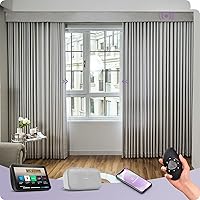 Vista 18 de Graywind Cortinas inteligentes cableadas compatibles con Alexa Google, control remoto motorizado para puerta corrediza de un solo sentido