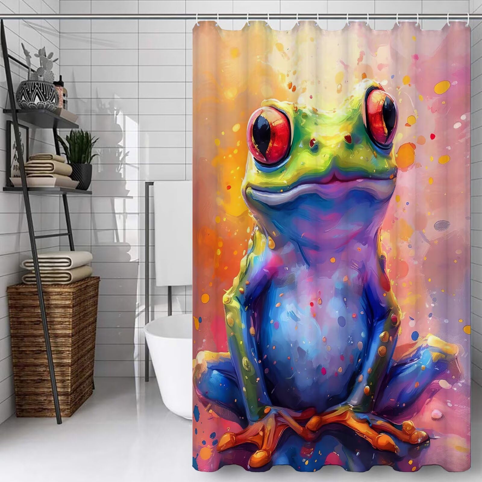 Rideau de douche grenouille pour une salle de bain familiale