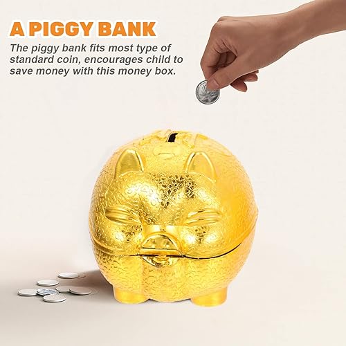Miniatura 5 de Alasum Alcancía de cerdo dorado estatua de cerdo de plástico banco de monedas en forma de cerdo caja de ahorro regalos divertidos para niños