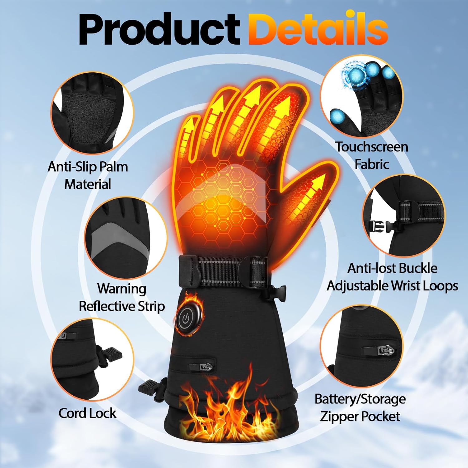 Meoneo Heated Gloves for Men Women - Rechargeable Battery Electric Gloves Waterproof & Double Windproof Winter Gloves for Camping Fishing Ski Hunting Riding Motorcycle Outdoor - Image 6