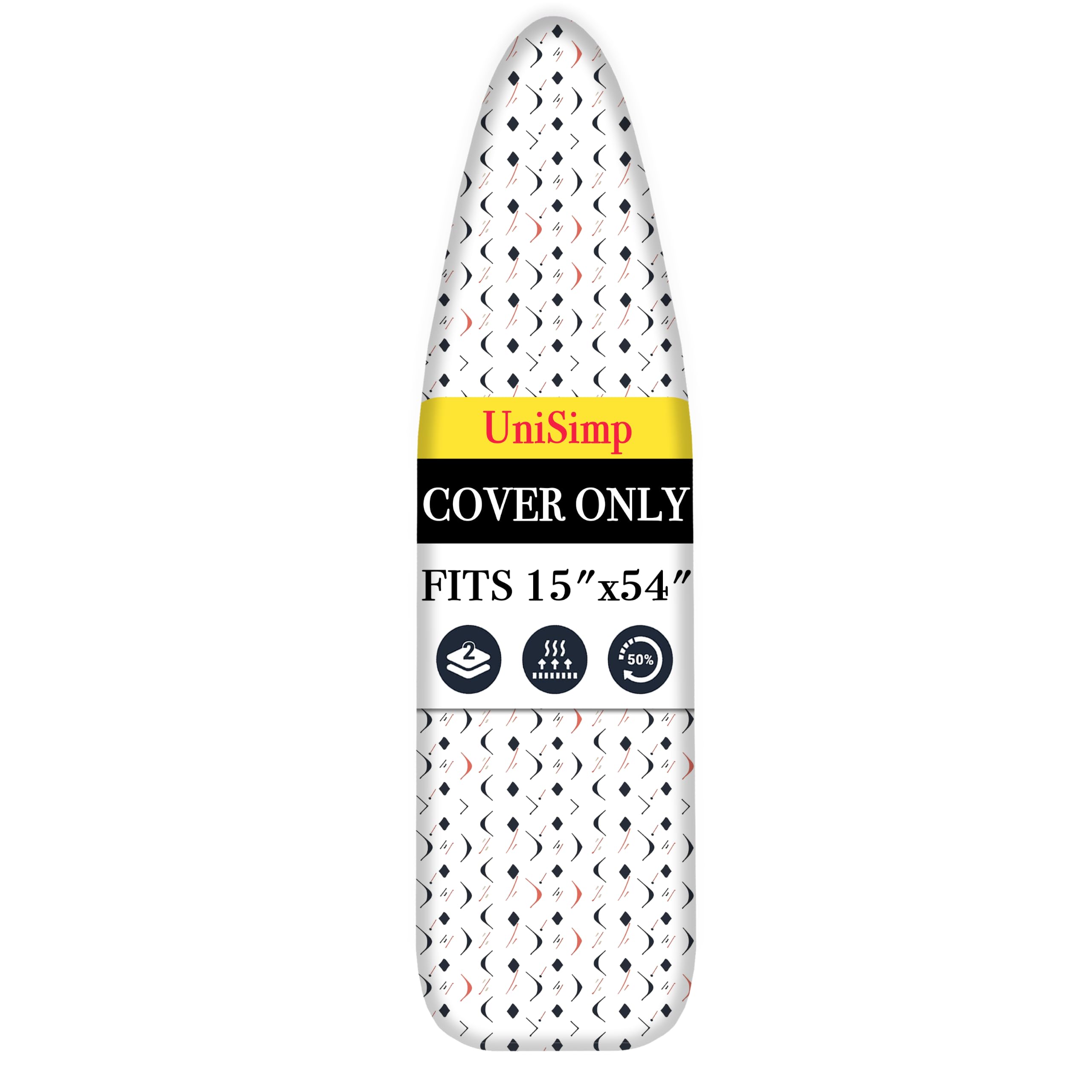 UniSimp Ironing Board Cover and Pad 15x54, Standard Size, Boomerang