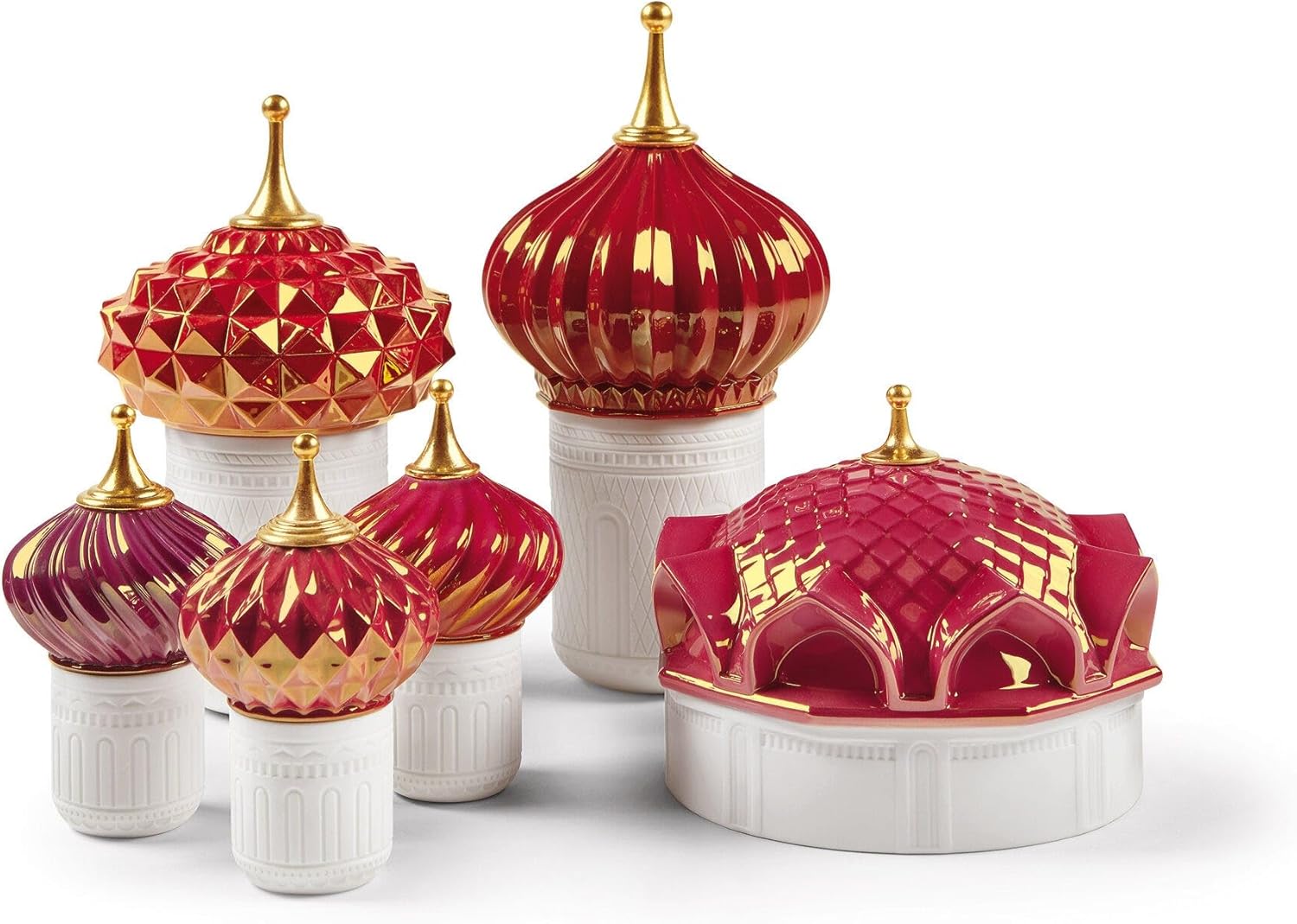 LLADRÓ North Tower Candle 1001 Lights (Ruby). Night Approaches Scent. Porcelain Candle.