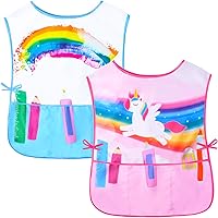 Vista 1 de Delantal de pintura artística para niños y niñas, con bolsillos, sin mangas, para niños de 2 a 7 años