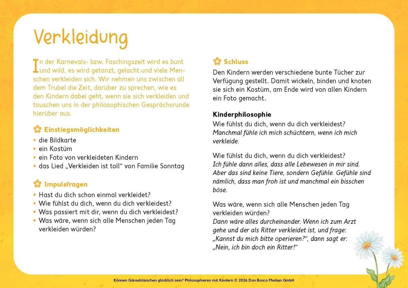 Können Gänseblümchen glücklich sein? Philosophieren mit Kindern: Gemeinsam staunen und nachdenken zu Kinderfragen. Diskussionskultur in Kleingruppen ... Ideen für Kindergruppen auf DIN-A5-Karten)