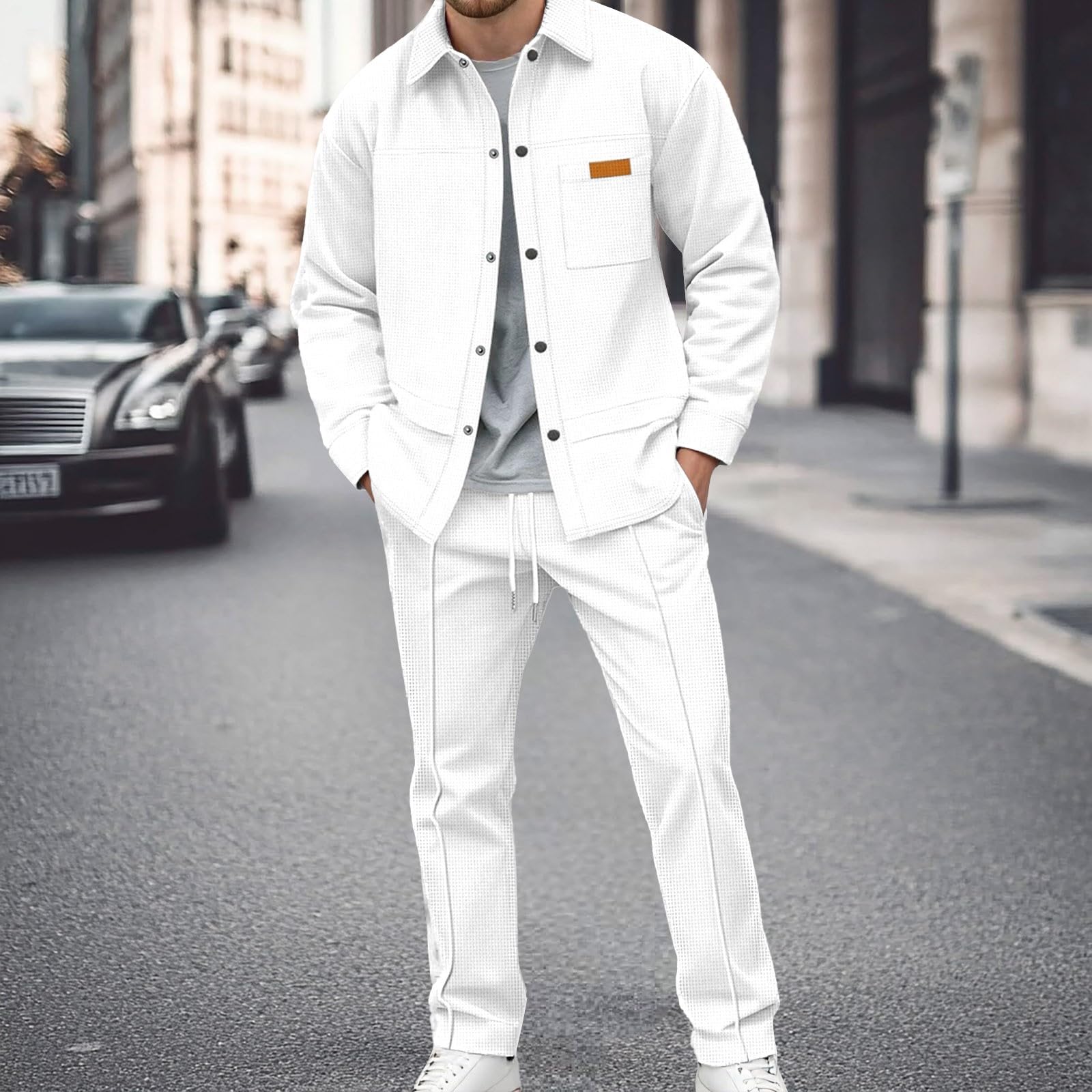 Conjunto genérico de 2 piezas para hombre de algodón camiseta corta cuello redondo manga corta verano casual transpirable suave cómodo ocio vacaciones playa deporte moda A68